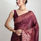 Janasya Purple Silk Blend Floral Jacquard Saree | Swadesiicart