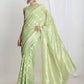 Janasya Light Green Silk Blend Geometric Jacquard Saree | Swadesiicart