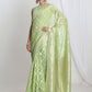 Janasya Light Green Silk Blend Geometric Jacquard Saree | Swadesiicart