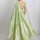 Janasya Light Green Silk Blend Geometric Jacquard Saree | Swadesiicart