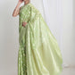Janasya Light Green Silk Blend Geometric Jacquard Saree | Swadesiicart