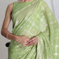 Janasya Light Green Silk Blend Geometric Jacquard Saree | Swadesiicart