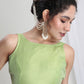 Janasya Light Green Silk Blend Geometric Jacquard Saree | Swadesiicart