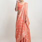 Janasya Peach Silk Blend Geometric Jacquard Saree | Swadesiicart