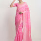 Janasya Pink Silk Blend Geometric Jacquard Saree | Swadesiicart