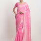 Janasya Pink Silk Blend Geometric Jacquard Saree | Swadesiicart