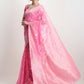 Janasya Pink Silk Blend Geometric Jacquard Saree | Swadesiicart