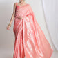 Janasya Peach Silk Blend Leaf Motifs Jacquard Saree | Swadesiicart