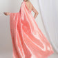 Janasya Peach Silk Blend Leaf Motifs Jacquard Saree | Swadesiicart