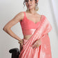 Janasya Peach Silk Blend Leaf Motifs Jacquard Saree | Swadesiicart