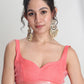 Janasya Peach Silk Blend Leaf Motifs Jacquard Saree | Swadesiicart