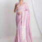 Janasya Lavender Silk Blend Leaf Motifs Jacquard Saree | Swadesiicart