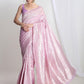 Janasya Lavender Silk Blend Leaf Motifs Jacquard Saree | Swadesiicart
