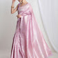 Janasya Lavender Silk Blend Leaf Motifs Jacquard Saree | Swadesiicart