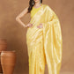 Janasya Yellow Silk Blend Leaf Motifs Jacquard Saree | Swadesiicart