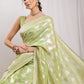 Janasya Navy Blue Silk Blend Geometric Jacquard Saree | Swadesiicart