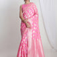 Janasya Pink Silk Blend Geometric Jacquard Saree | Swadesiicart