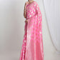 Janasya Pink Silk Blend Geometric Jacquard Saree | Swadesiicart