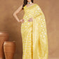 Janasya Yellow Silk Blend Geometric Jacquard Saree | Swadesiicart