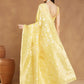 Janasya Yellow Silk Blend Geometric Jacquard Saree | Swadesiicart