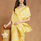 Janasya Yellow Silk Blend Geometric Jacquard Saree | Swadesiicart