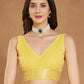 Janasya Yellow Silk Blend Geometric Jacquard Saree | Swadesiicart