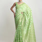 Janasya Green Silk Blend Geometric Jacquard Saree | Swadesiicart