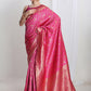Janasya Pink Silk Blend Floral Jacquard Saree | Swadesiicart
