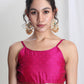 Janasya Pink Silk Blend Floral Jacquard Saree | Swadesiicart