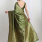 Janasya Green Silk Blend Floral Jacquard Saree | Swadesiicart