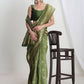 Janasya Green Silk Blend Floral Jacquard Saree | Swadesiicart