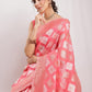 Janasya Navy Blue Silk Blend Geometric Jacquard Saree | Swadesiicart