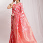Janasya Navy Blue Silk Blend Geometric Jacquard Saree | Swadesiicart