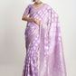 Janasya Lavender Silk Blend Geometric Jacquard Saree | Swadesiicart