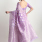 Janasya Lavender Silk Blend Geometric Jacquard Saree | Swadesiicart