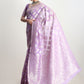 Janasya Lavender Silk Blend Geometric Jacquard Saree | Swadesiicart