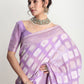 Janasya Lavender Silk Blend Geometric Jacquard Saree | Swadesiicart