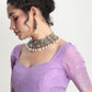 Janasya Lavender Silk Blend Geometric Jacquard Saree | Swadesiicart