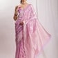 Janasya Lavender Silk Blend Floral Jacquard Saree | Swadesiicart