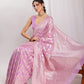 Janasya Lavender Silk Blend Floral Jacquard Saree | Swadesiicart