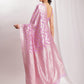 Janasya Lavender Silk Blend Floral Jacquard Saree | Swadesiicart