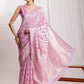 Janasya Lavender Silk Blend Floral Jacquard Saree | Swadesiicart