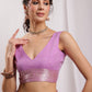 Janasya Lavender Silk Blend Floral Jacquard Saree | Swadesiicart
