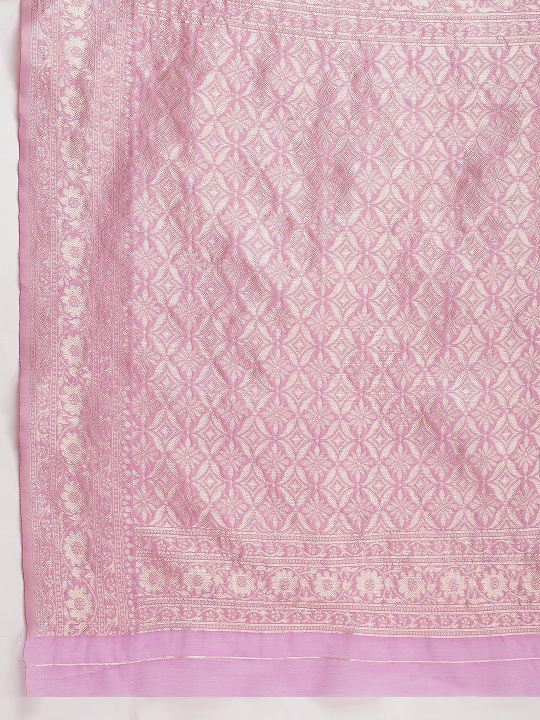 Janasya Lavender Silk Blend Floral Jacquard Saree | Swadesiicart