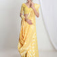Janasya Yellow Silk Blend Floral Jacquard Saree | Swadesiicart