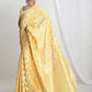 Janasya Yellow Silk Blend Floral Jacquard Saree | Swadesiicart