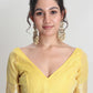 Janasya Yellow Silk Blend Floral Jacquard Saree | Swadesiicart
