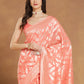 Janasya Peach Silk Blend Floral Jacquard Saree | Swadesiicart