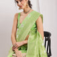 Janasya Green Silk Blend Geometric Jacquard Saree | Swadesiicart