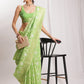 Janasya Green Silk Blend Geometric Jacquard Saree | Swadesiicart